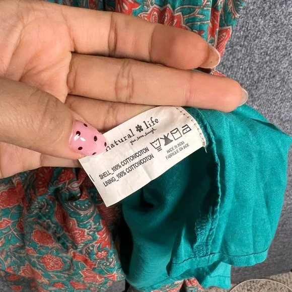 NEW Natural Life XL Women Teal Orange Floral  Button Down Madi Dress - Picture 8 of 9